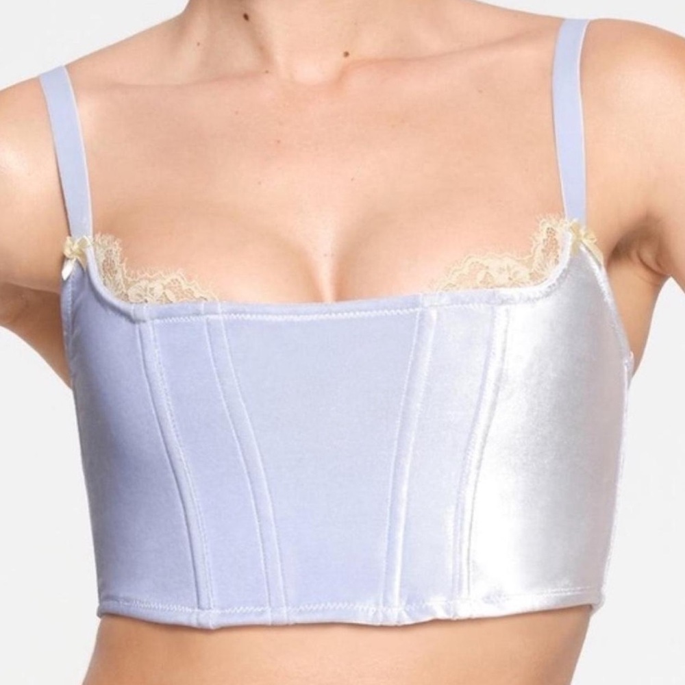 SKIMS Light Blue Satin Crop Top